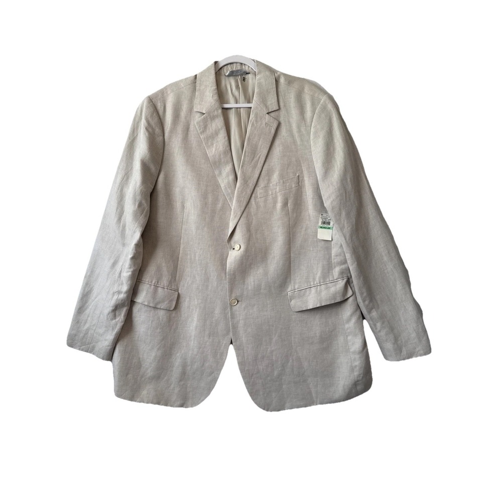 Perry Ellis NWT Linen Blend Sport Coat Blazer Men's 46LNG Natural Linen 2 Button